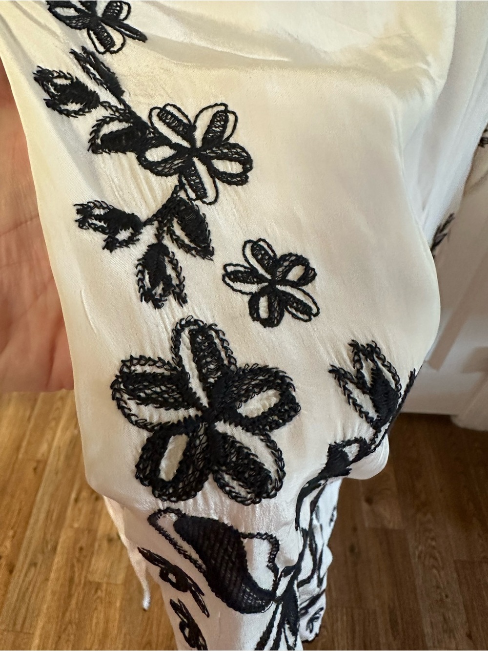 J. Crew Ivory Maxi Dress with Black Floral Embroidery - Picture 8 of 16